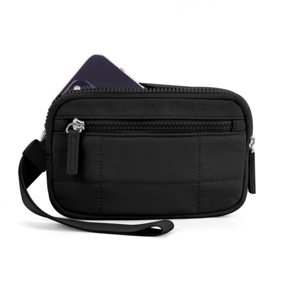 Designer Quilted Wristlet Wallets for Women Cute Nylon Wallet with Hand Wristlet and 3 Zipper Purse for Travel Walk