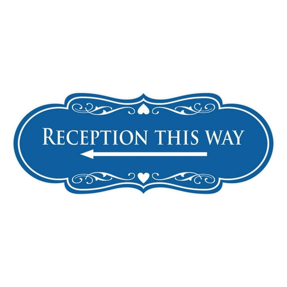 Designer Reception This Way Left Arrow Sign (Blue) - Large