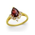 thumbnail image 1 of Designer Red Garnet Halo Ring-Unique Pear Cut Red Stone Ring For Love-Natural Garnet Anniversary Ring Silver-925 Sterling Silver Ring-R712, 1 of 1