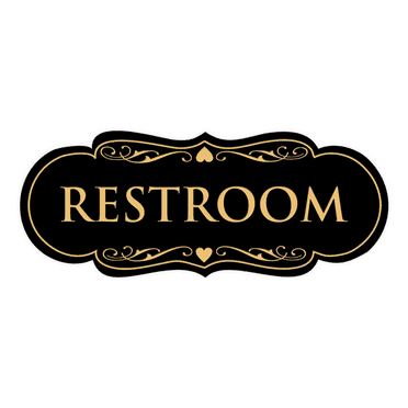 Designer Restroom Sign - Black / Gold - Large