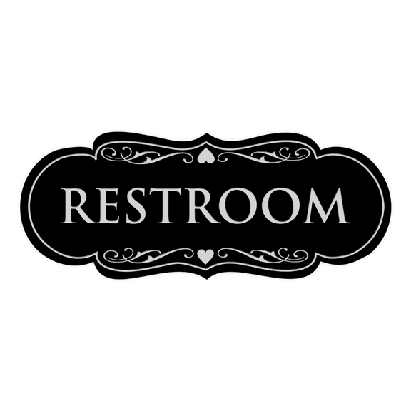 Designer Restroom Sign - Black / Silver - Medium