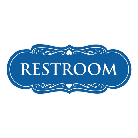 Designer Restroom Sign - Blue - Large