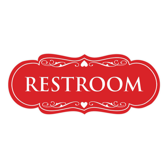Designer Restroom Sign -Red - Large