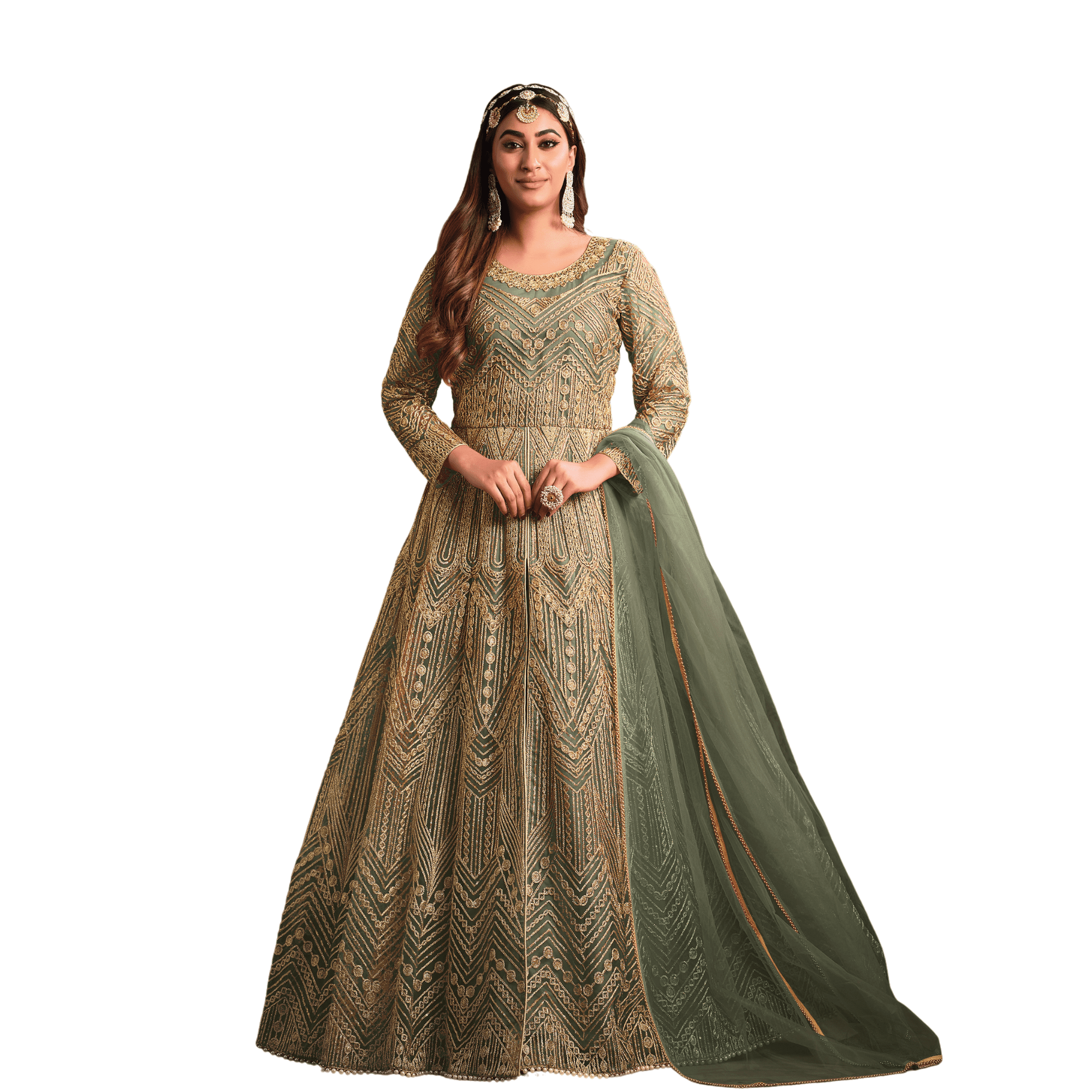 STELLACOUTURE Eid Party Ready-to-Wear Salwar Kameez Suit For Women - Embroidered Net Fabric (2734-O)