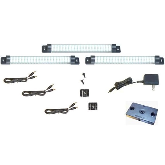 Designer Series - 3 Panel - 10 inch Kit - Power Supply and dimmer Included - Cool White 6000K - Under Cabinet Mount - LED Light Strips