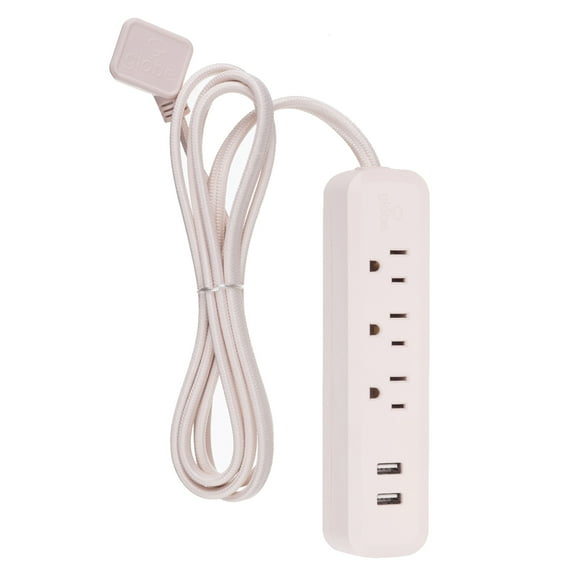 Designer Series 6-ft 3-Outlet Rose Quartz USB Surge Protector Power Strip