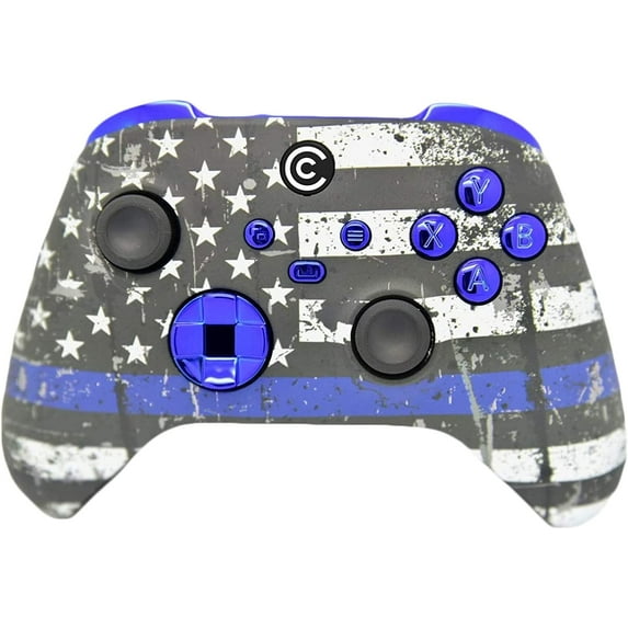 Designer Series Custom Wireless Controller for Series X/S & One - Multiple Designs Available (Blue Line & Blue Chrome Inserts)