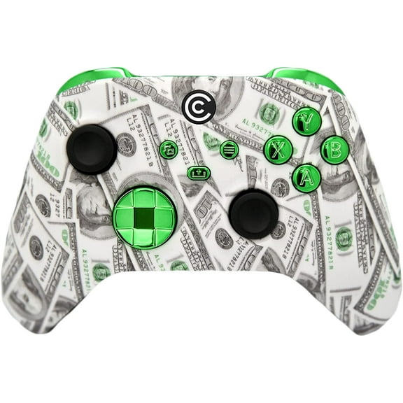 Designer Series Custom Wireless Controller for Series X/S & One - Multiple Designs Available (Money & Green Chrome Inserts)