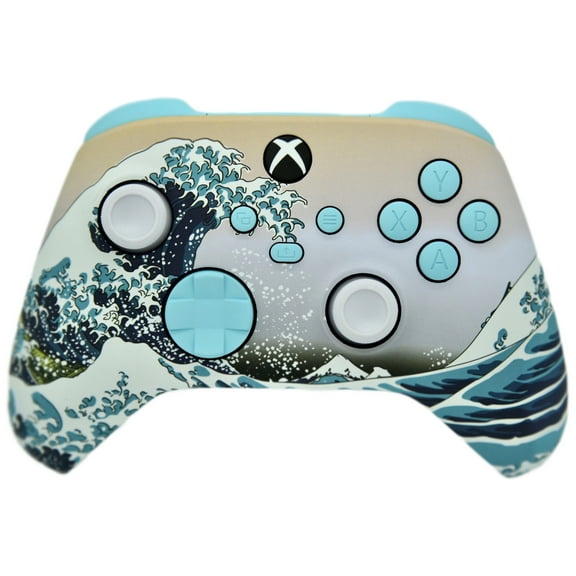 Designer Series Custom Wireless Controller for Series X/S & One - Multiple Designs Available (Waves W/Baby Blue Inserts)