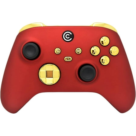 Designer Series Custom Wireless Controller for Xbox One - Multiple Designs Available (Matte Red & Gold Chrome Inserts)