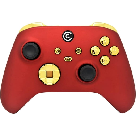 Designer Series Custom Wireless Controller for Xbox One - Multiple Designs Available (Matte Red & Gold Chrome Inserts)