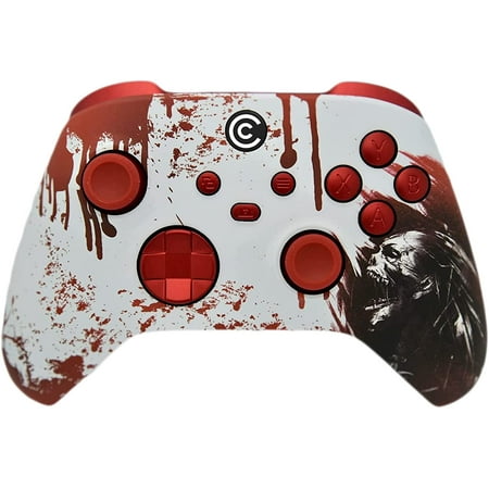 Designer Series Custom Wireless Controller for Xbox Series X/S & Xbox One - Multiple Designs Available (Bloody Zombie W/Red Inserts)