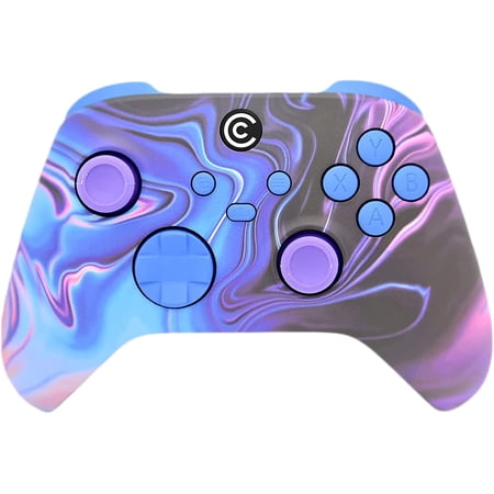 Designer Series Custom Wireless Controller for Xbox Series X/S & Xbox One - Multiple Designs Available (Blue & Purple Swirl W/Blue Inserts)