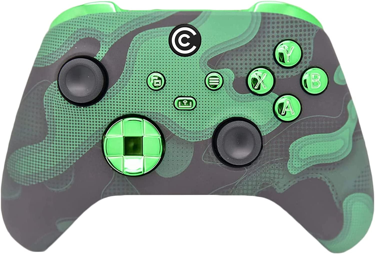Designer Series Custom Wireless Controller for Xbox Series X/S & Xbox One - Multiple Designs Available (Green Camo W/Green Chrome Inserts)