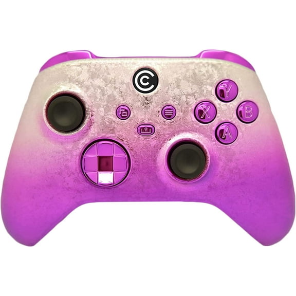 Designer Series Custom Wireless Controller for Xbox Series X/S & Xbox One - Multiple Designs Available (ICY Pink W/Purple Chrome Inserts)