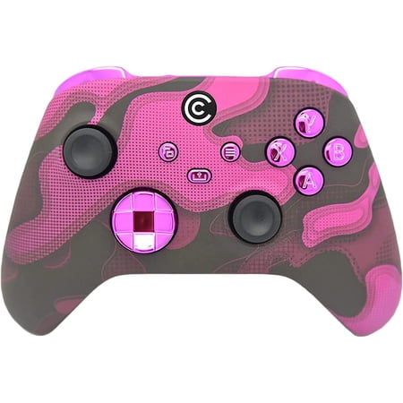 Designer Series Custom Wireless Controller for Xbox Series X/S & Xbox One - Multiple Designs Available (Purple Camo W/Purple Chrome Inserts)