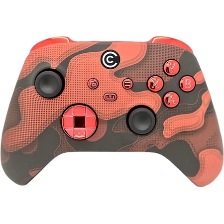 Designer Series Custom Wireless Controller for Xbox Series X/S & Xbox One - Multiple Designs Available (Red Camo W/Red Chrome Inserts)