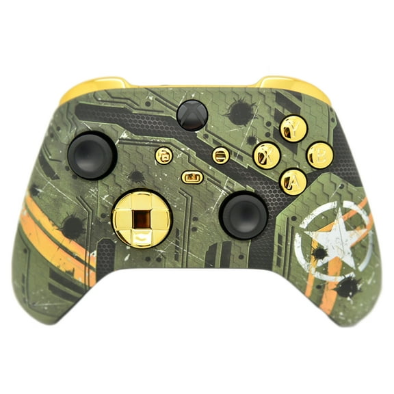 Designer Series Custom Wireless Controller for Xbox Series X/S & Xbox One - Multiple Designs Available (WWII v2 W/Gold Chrome Inserts)