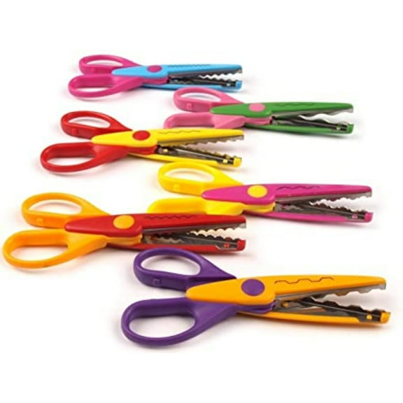Designer Shape Cutter Scissor | Zig Zag Scissor for DIY Craft Work, Project Work, Border Making and Scrapbooking (Multicolor) (Pack of 6)