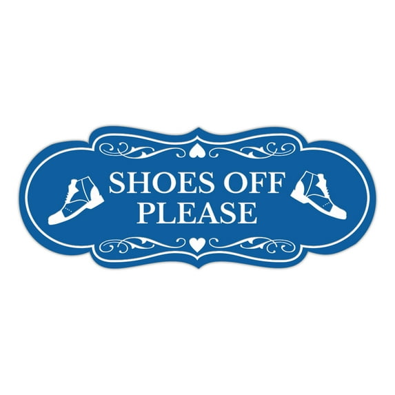 Designer Shoes Off Please (Boots) Sign (Blue) - Medium
