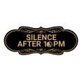 thumbnail image 1 of Designer Silence after 10pm Sign (Black Gold) - Large, 1 of 4