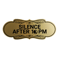 thumbnail image 1 of Designer Silence after 10pm Sign (Brushed Gold) - Large, 1 of 4