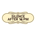 thumbnail image 1 of Designer Silence after 10pm Sign (Ivory/Dark Brown) - Large, 1 of 4
