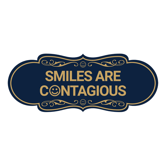 Designer Smiles Are Contagious Sign (Navy Blue/Gold) - Large