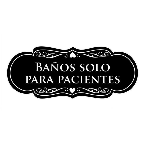 Designer Spanish Banos solo para pacientes Sign (Black) - Small