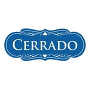 Designer Spanish Cerrado Sign Blue - Large