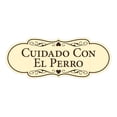 thumbnail image 1 of Designer Spanish Cuidado Con El Perro Sign (Ivory/Dark Brown) - Small, 1 of 4