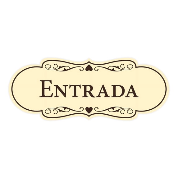 Designer Spanish Entrada Sign (Ivory/Dark Brown) - Medium