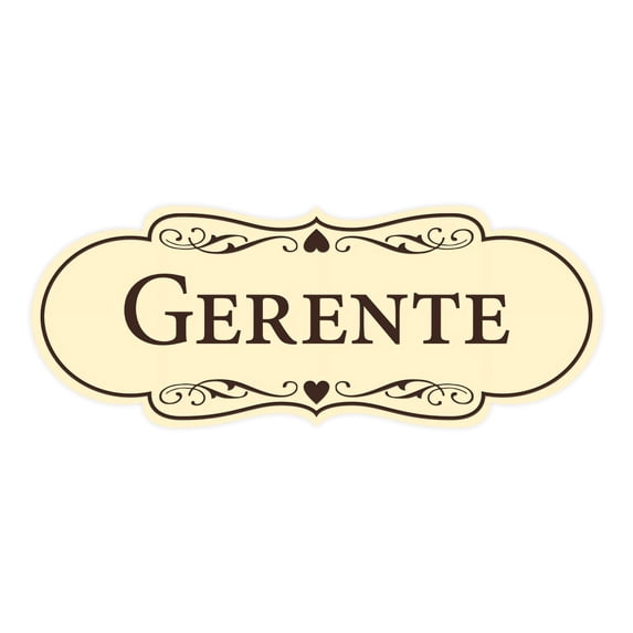 Designer Spanish Gerente Sign (Ivory/Dark Brown) - Large