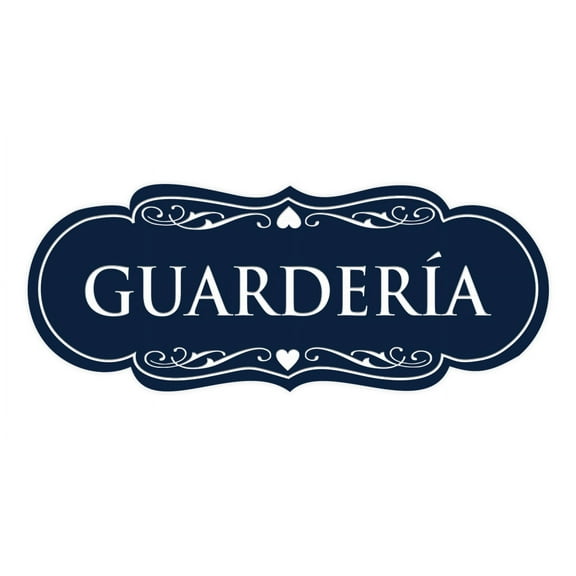 Designer Spanish Guarderia Sign (Navy Blue / White) - Large