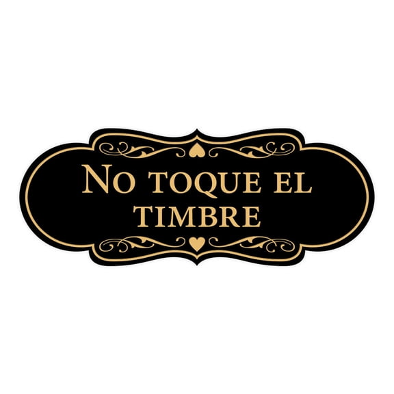 Designer Spanish No toque el timbre Sign (Black Gold) - Medium