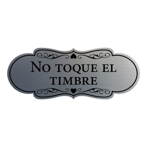 Designer Spanish No toque el timbre Sign (Brushed Silver) - Medium