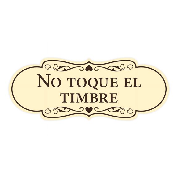 Designer Spanish No toque el timbre Sign (Ivory/Dark Brown) - Medium