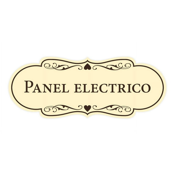 Designer Spanish Panel electrico Sign (Ivory/Dark Brown) - Large