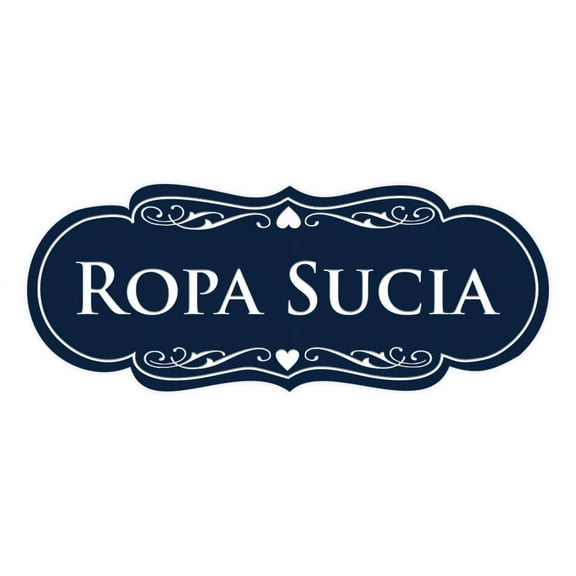 Designer Spanish Ropa Sucia Sign (Navy Blue / White) - Large