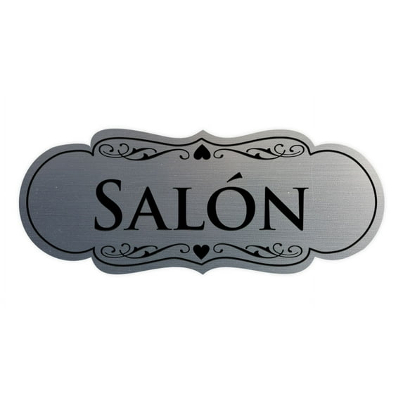 Designer Spanish Salon Sign (Brushed Silver) - Small