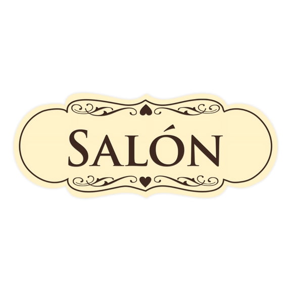 Designer Spanish Salon Sign (Ivory/Dark Brown) - Medium