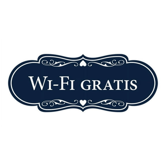Designer Spanish Wi-Fi gratis Sign (Navy Blue / White) - Large