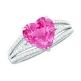 thumbnail image 1 of Rosec Jewels Designer Split Shank Ring with Created Pink Sapphire and Diamond (8 mm), 18K White Gold, US 5.00, 1 of 9