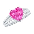 thumbnail image 1 of Rosec Jewels Designer Split Shank Ring with Created Pink Sapphire and Diamond (8 mm), 925 Sterling Silver, US 6.00, 1 of 9