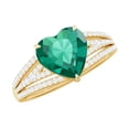 thumbnail image 1 of Designer Split Shank Ring with Lab Created Emerald and Diamond for Women - 2 Carat - AAAA Grade, 18K Yellow Gold, US 7.50, 1 of 8