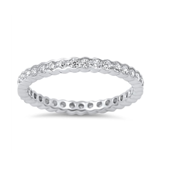 Designer Stackable Eternity Cubic Zieconia Ring Sterling Silver 925