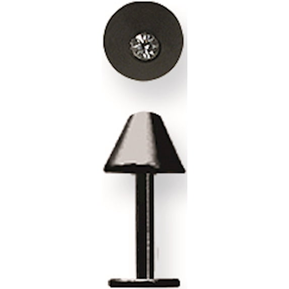 Designer Stainless Steel 316L Srg Gr Sstl 16G 5/16In.With 4Mm Black Cone With Clr Cz Labret Made In China -Jewelry By Sweet Pea Creations