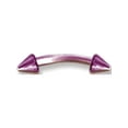 thumbnail image 1 of Designer Stainless Steel Plated Sgss Curv Bb W Cones 18G (1Mm) 5/16 (8Mm) Long Dark Pink Titaniu Made In China -Jewelry By Sweet Pea Creations, 1 of 2