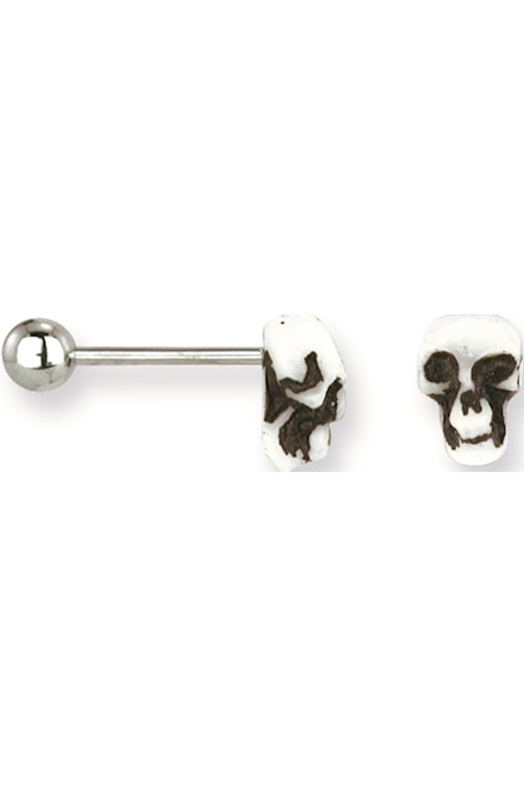 Designer Stainless Steel Sgss Bb W Glow In Dark Bone Skull Head 14G (1.6Mm) 5/8 (15Mm) Long Smal Made China -Jewelry By Sweet Pea Creations