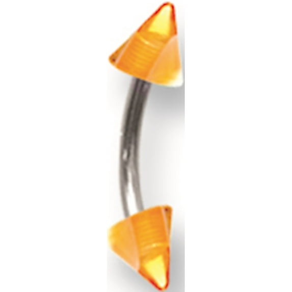 Designer Stainless Steel Sgss Curv Bb W Acrylic Vert Layered Cones 16G (1.3Mm) 5/16 (8Mm) Long Made In China -Jewelry By Sweet Pea Creations
